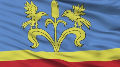 Luban City Flag, Country Belarus, Closeup View, 3D Rendering