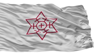 Omuta City Flag, Country Japan, Fukuoka Prefecture, Isolated On White Background