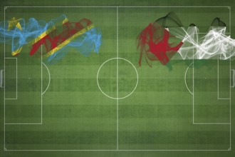 Democratic Republic of Congo vs Palestine Soccer Match, national colors, national flags, soccer