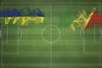 Mauritius vs Congo Soccer Match, national colors, national flags, soccer field, football game,