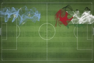Micronesia vs Palestine Soccer Match, national colors, national flags, soccer field, football game,