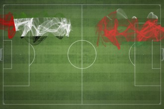 United Arab Emirates vs Oman Soccer Match, national colors, national flags, soccer field, football