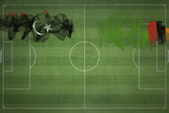 Libya vs Zambia Soccer Match, national colors, national flags, soccer field, football game,