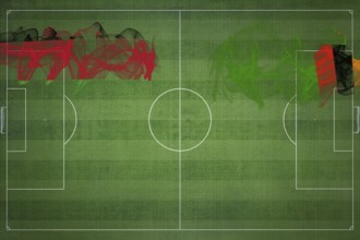 Malawi vs Zambia Soccer Match, national colors, national flags, soccer field, football game,