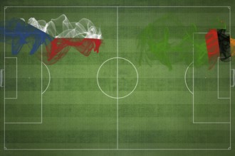 Czech Republic vs Zambia Soccer Match, national colors, national flags, soccer field, football