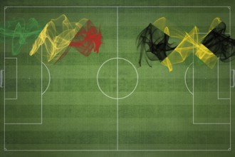 Republic of the Congo vs Jamaica Soccer Match, national colors, national flags, soccer field,