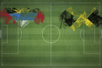 Antigua and Barbuda vs Jamaica Soccer Match, national colors, national flags, soccer field,