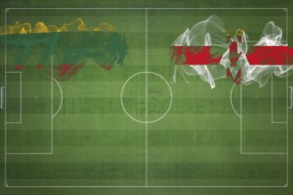 Lithuania vs Northern Ireland Soccer Match, national colors, national flags, soccer field, football