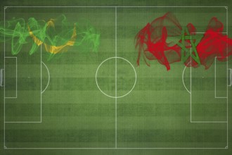Mauritania vs Morocco Soccer Match, national colors, national flags, soccer field, football game,
