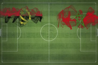 Angola vs Morocco Soccer Match, national colors, national flags, soccer field, football game,