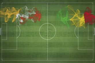 Bhutan vs Mali Soccer Match, national colors, national flags, soccer field, football game,