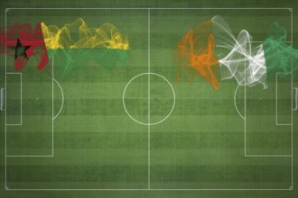 Guinea Bissau vs Ivory Coast Soccer Match, national colors, national flags, soccer field, football