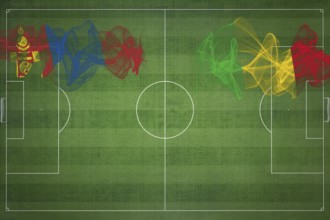 Mongolia vs Mali Soccer Match, national colors, national flags, soccer field, football game,