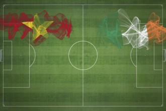 Vietnam vs Ireland Soccer Match, national colors, national flags, soccer field, football game,