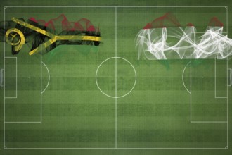Vanuatu vs Hungary Soccer Match, national colors, national flags, soccer field, football game,