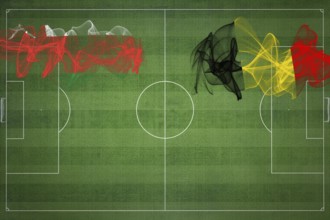 Oman vs Belgium Soccer Match, national colors, national flags, soccer field, football game,