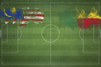 Malaysia vs Benin Soccer Match, national colors, national flags, soccer field, football game,