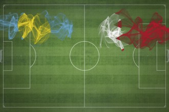 Palau vs Bahrain Soccer Match, national colors, national flags, soccer field, football game,