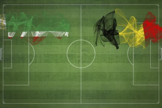 Chechnya vs Belgium Soccer Match, national colors, national flags, soccer field, football game,