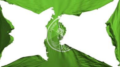 Destroyed Bangkok, capital of Thailand flag, white background, 3d rendering