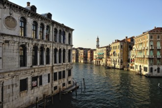 Cityscape of Venice. View from the Grand Canal to the front of the houses