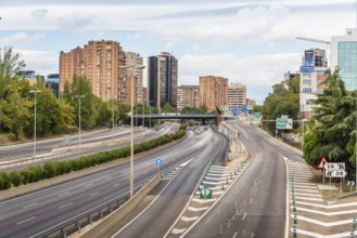 Madrid, Spain, September 9, 2017: Scenic view of M30 Motorway in Madrid a cloudy day, Europe