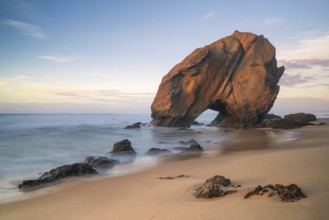 Praia de Santa Cruz beach in Portugal at sunset