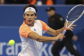 Sofia, Bulgaria - February 9, 2017: Dominic Thiem (pictured) from Austria plays against Nikoloz