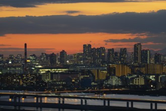 Metropolitan Expressway Central Loop Line and Tokyo Town. Shooting Location: Edogawa -ku, Tokyo