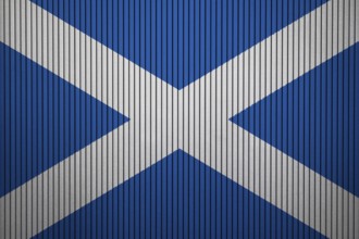Scotland Flag painted on the cracked grunge concrete wall