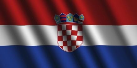 The Croatian flag flying in the wind