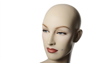 Headshot of a female manneqin over white