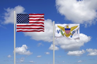 The flag of the USA and the Virgin Islands, American Virgin Islands, Studio