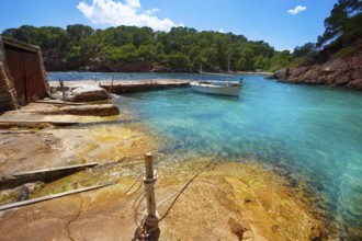 Ibiza Cala Mestella Mastella in Santa Eularia des Riu at Balearic islands
