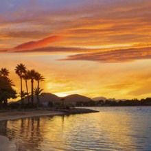Alcudia Majorca at sunset on the beach Mallorca Balearic islands