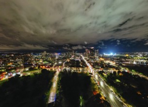 Aerial view at night of Adelaide's famous skyline in Victoria, Australia, Oceania