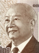 Norodom Sihanouk (1922-2012) on 1000 Riels 2013 Banknote from Cambodia. King of Cambodia during