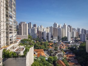 View to the skyscrapers of downtown Sao Paulo on a sunny day, Brazil, South America