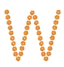 Letter W from orange slices isolated on white background