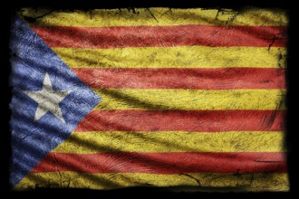 Catalonia Flag, Grunge Texture Background