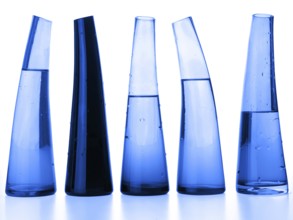Laboratory flasks with liquid in blue (clipping path)