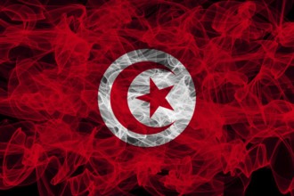 Tunisia Smoke Flag on Black Background, Tunisia flag