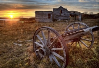 Ghost Town Galilee Saskatchewan cart wheel abandoned