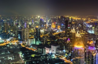 BAGKOK, THAILAND, NOVEMBER 21: Bangkok top night view on the business disctrict from Baiyoke Sky