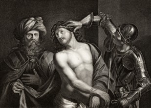 A crown of thorns placed on the head of Jesus