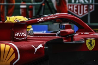 Lewis Hamilton of Great Britain drives the Scuderia Ferrari HP SF-25 before the start of the