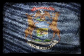 Michigan Flag, Grunge Texture Background