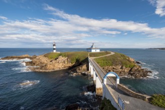 Pancha island lighthouse in Ribadeo coastline, Galicia, Spain, Europe