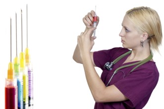 A medical doctor preparing an injection in a syringe