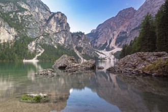 Late summer evening at Lake Lake Prags, South Tyrol